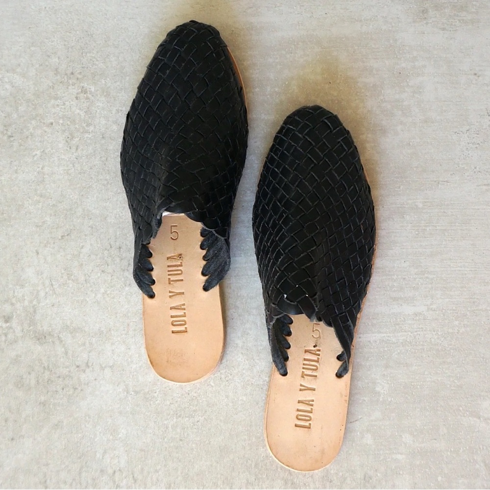Lola Y Tula Handwoven Leather Slides Size 9 - Picture 4 of 10